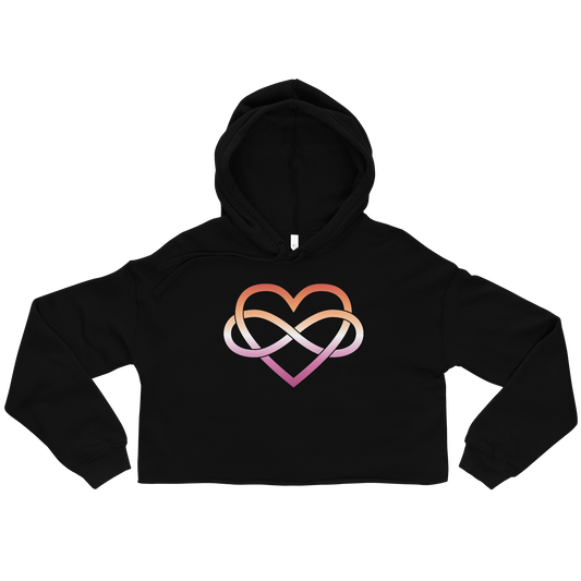 Polyamory Infinity Heart - Lesbian Crop Hoodie