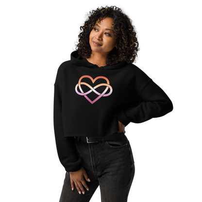 Polyamory Infinity Heart - Lesbian Crop Hoodie