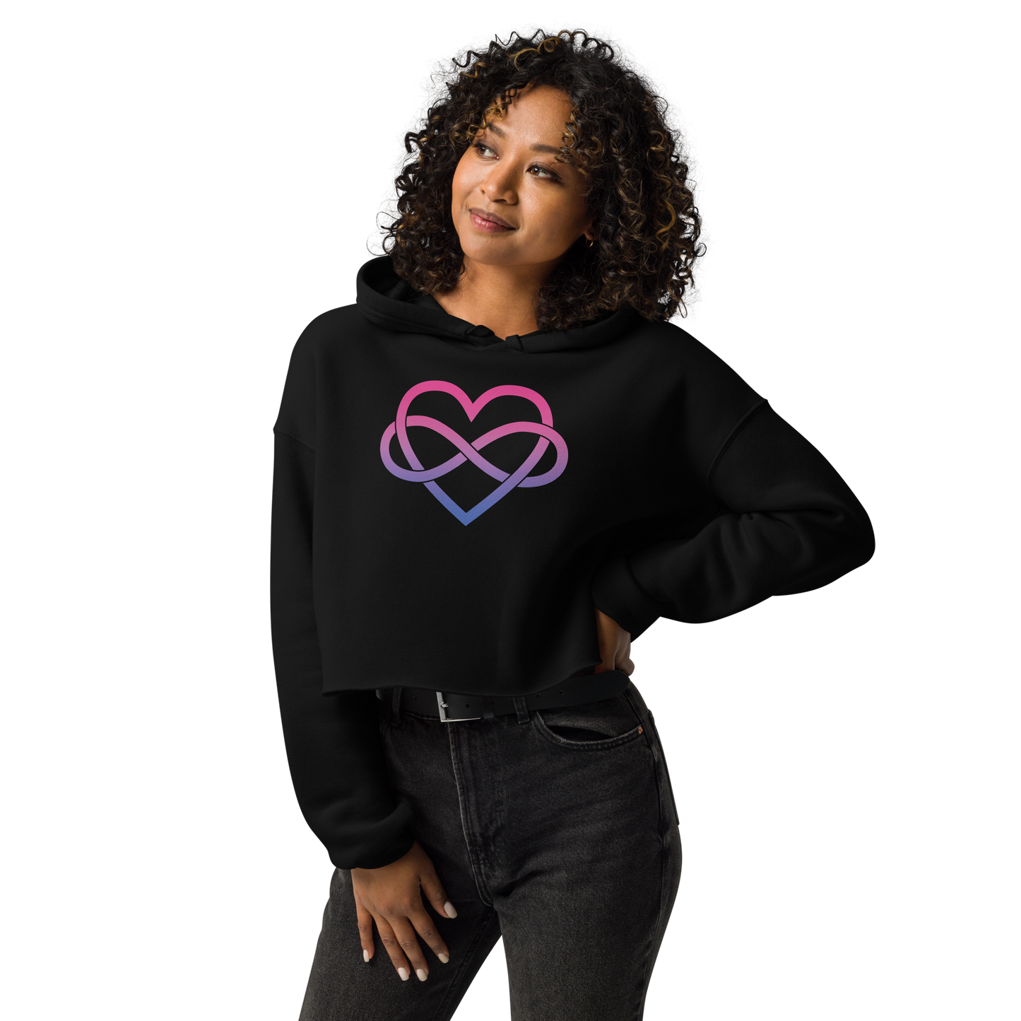 Polyamory Infinity Heart - Bisexual Crop Hoodie