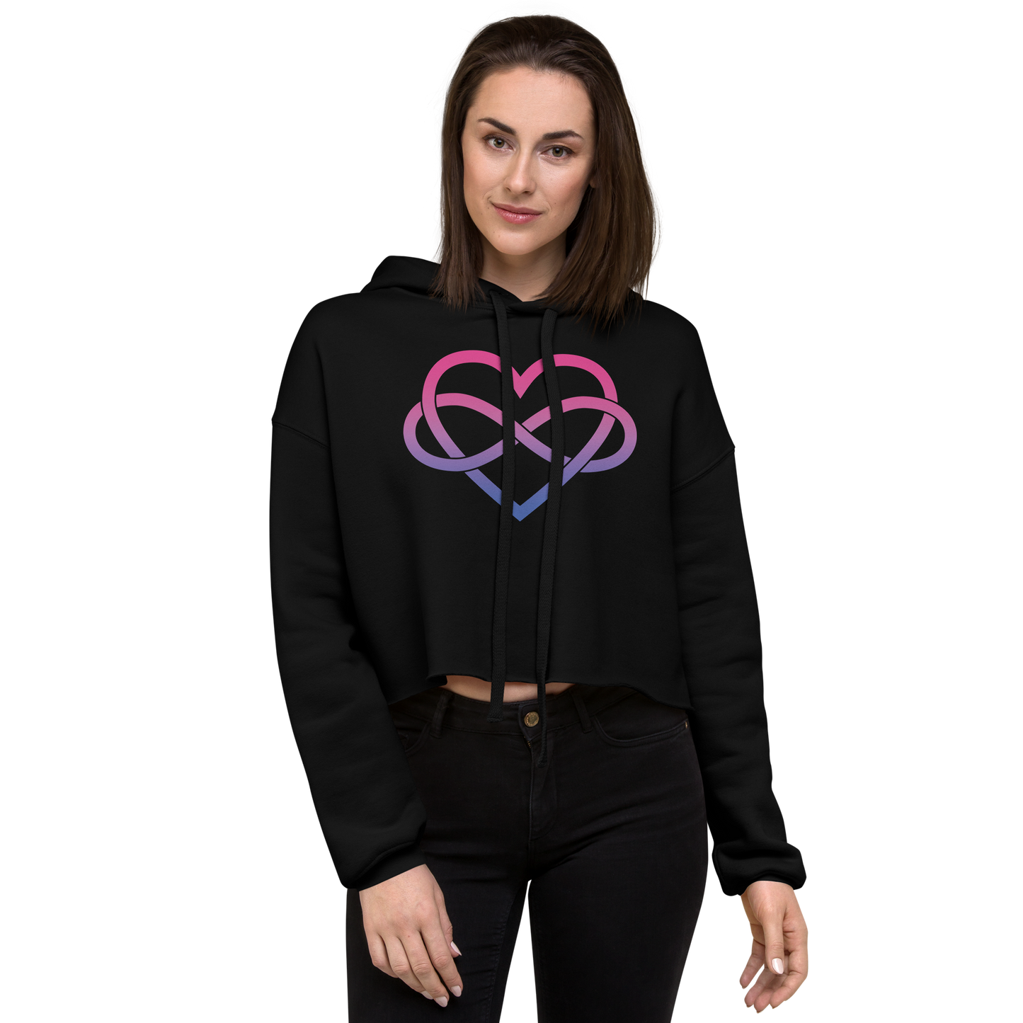 Polyamory Infinity Heart - Bisexual Crop Hoodie