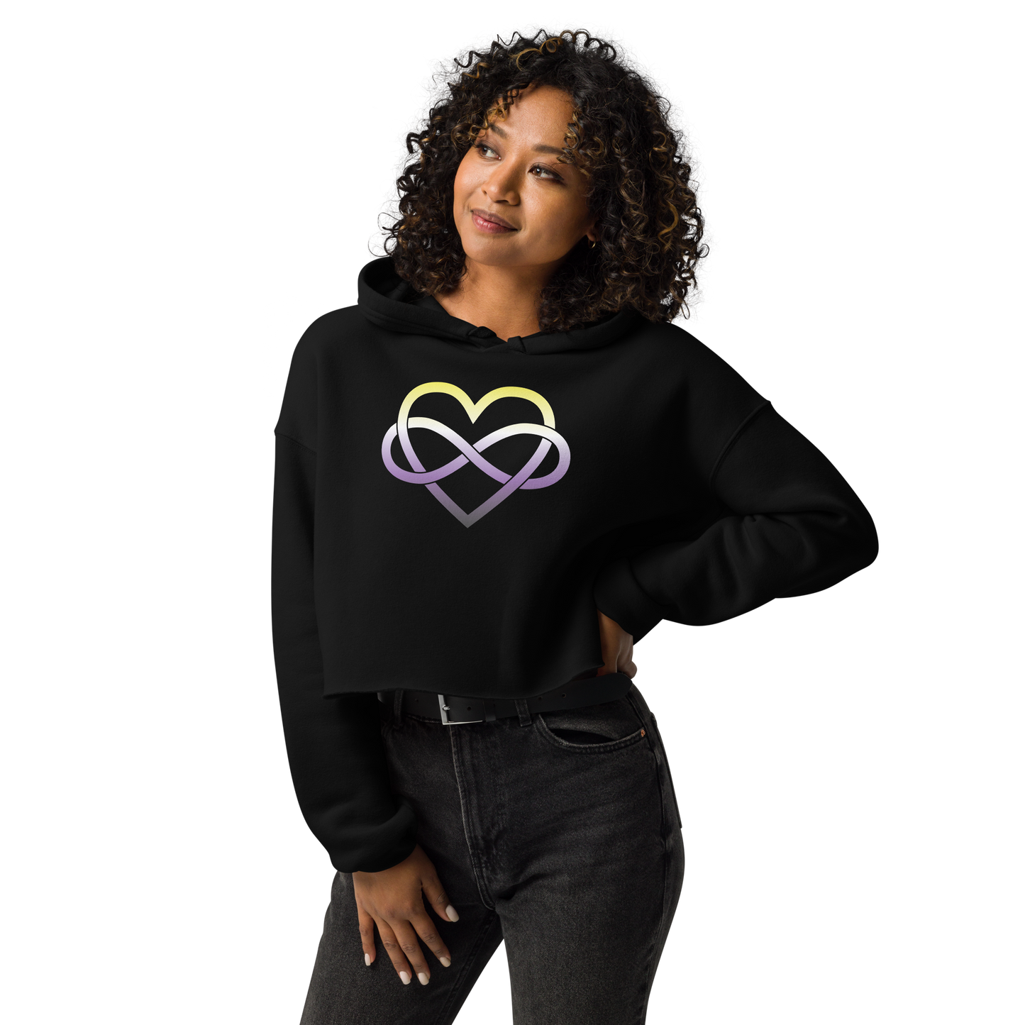 Polyamory Infinity Heart - Non-binary Crop Hoodie