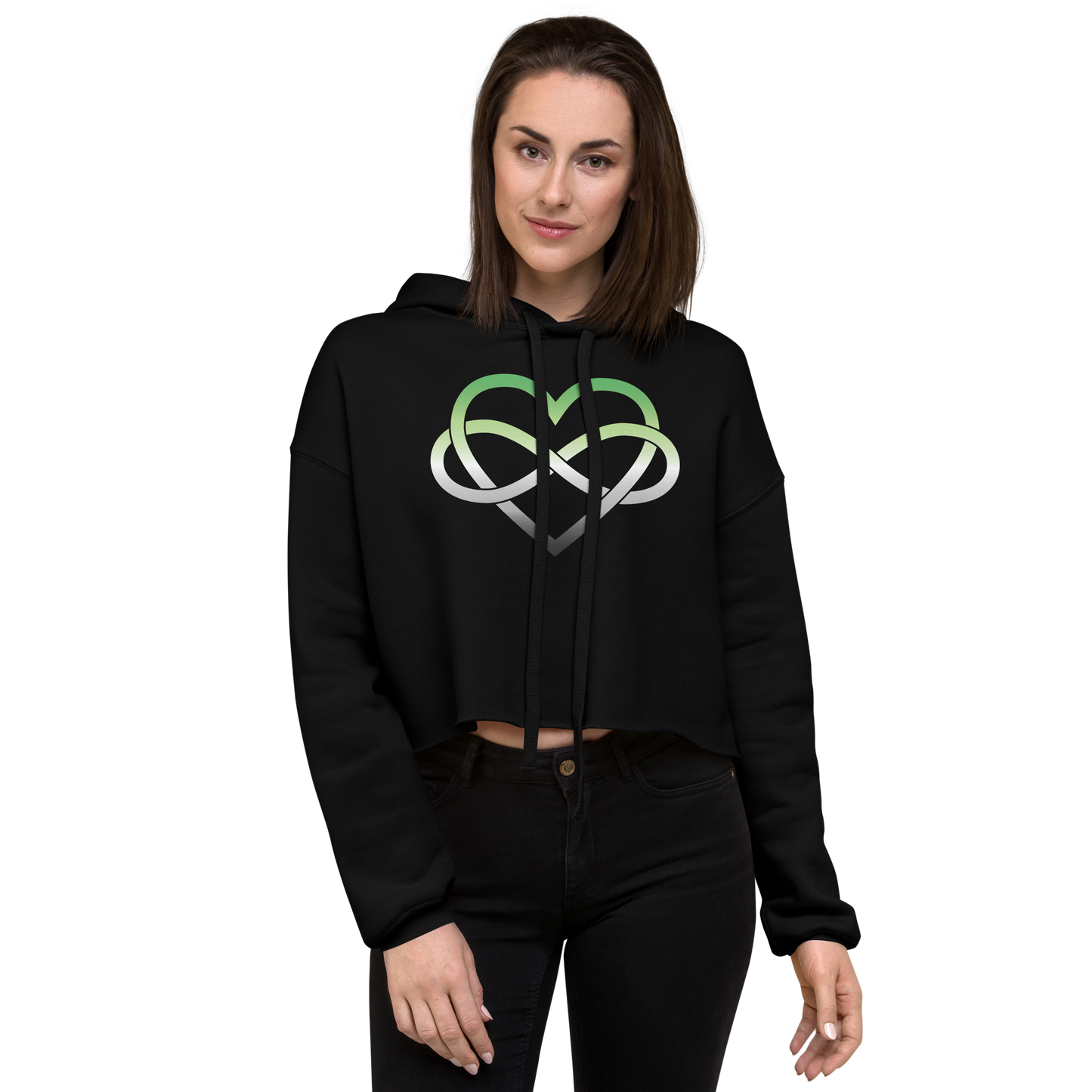 Polyamory Infinity Heart - Aromantic Crop Hoodie