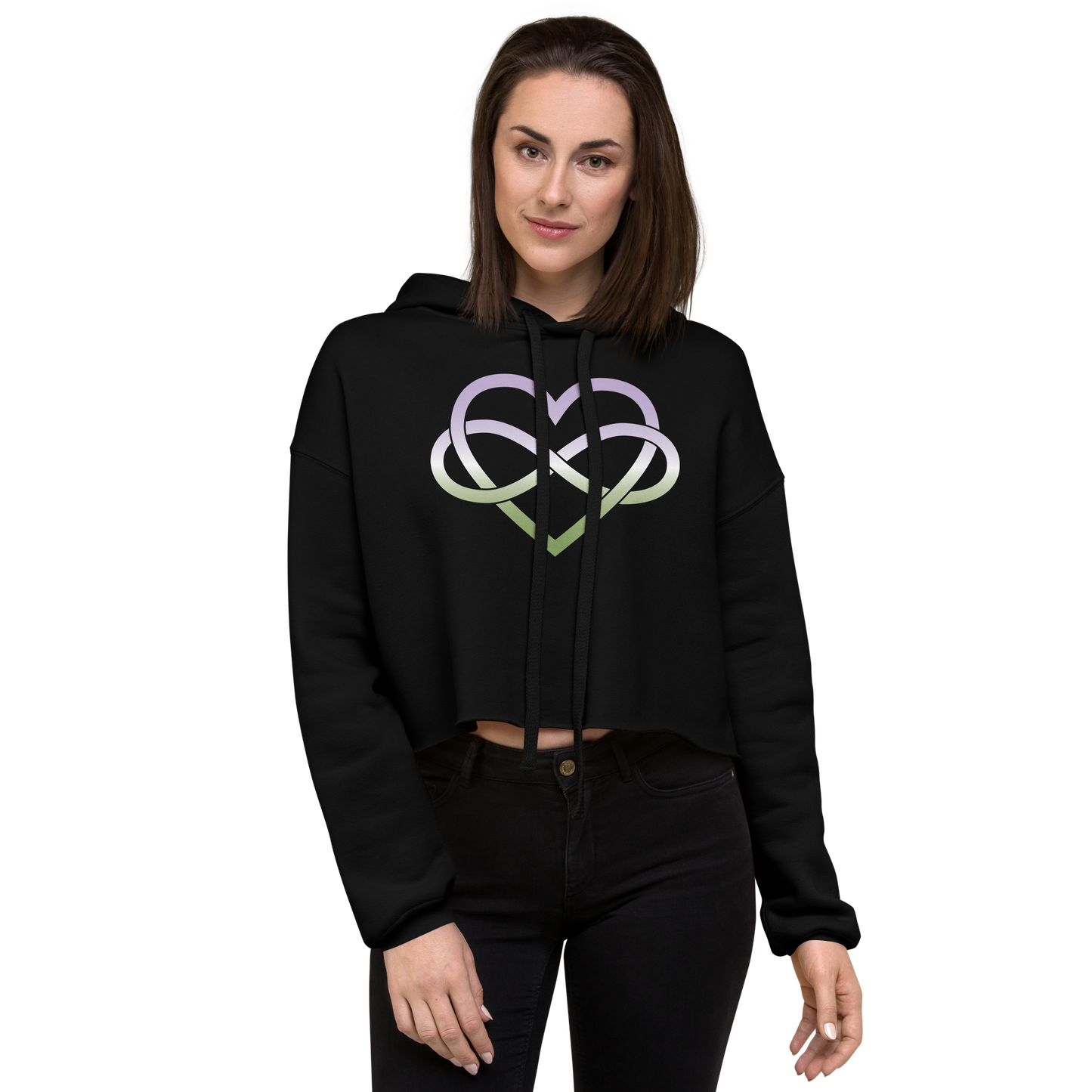 Polyamory Infinity Heart - Genderqueer Crop Hoodie