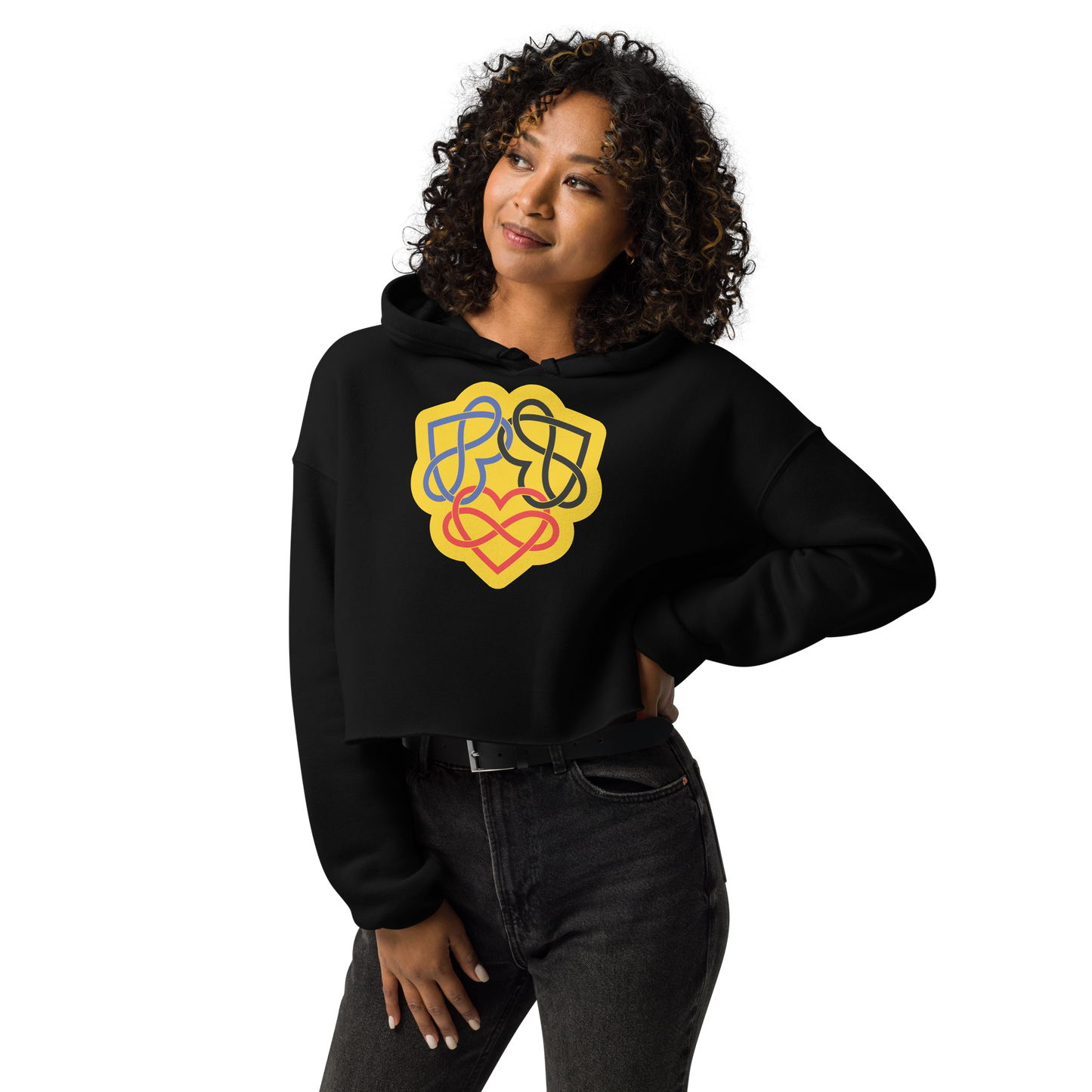 Poly Infinity Hearts Interlocked Crop Hoodie