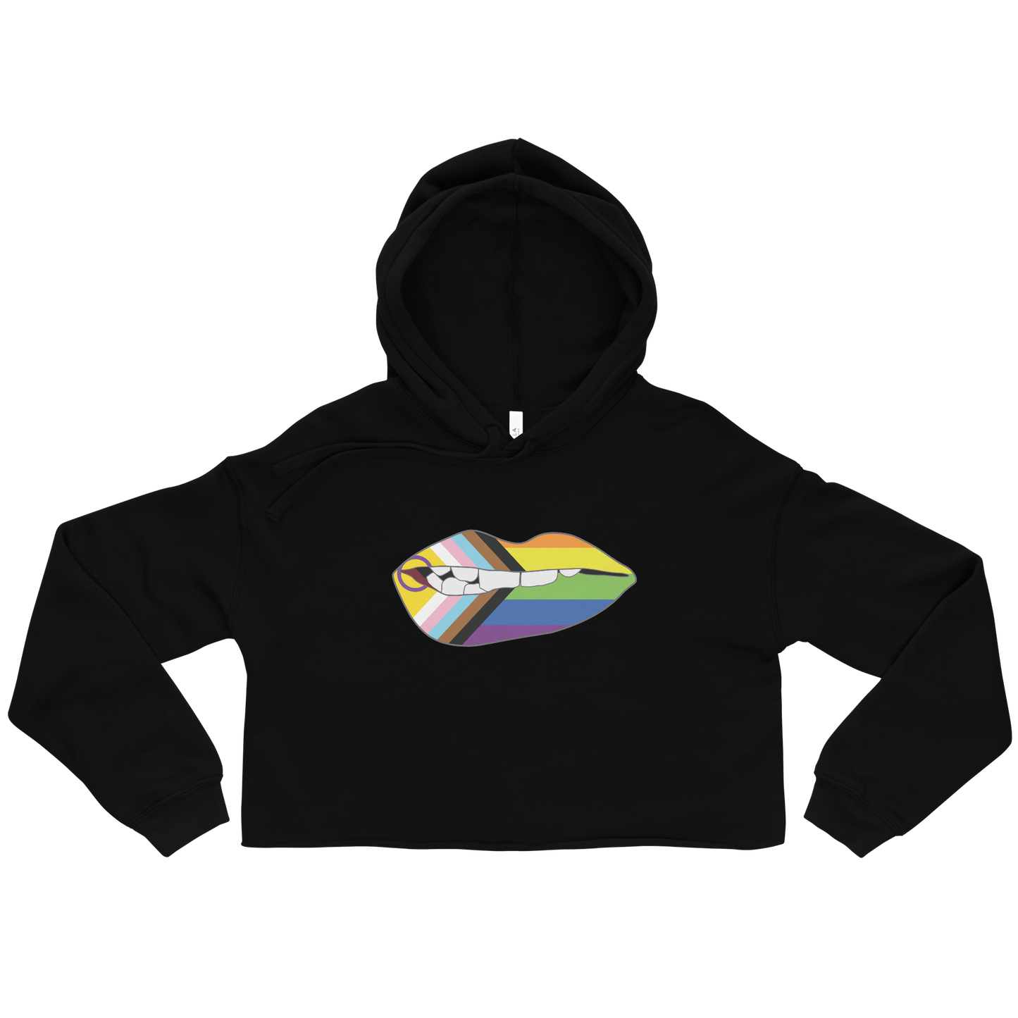 Biting Lips - Progress Pride Flag Crop Hoodie