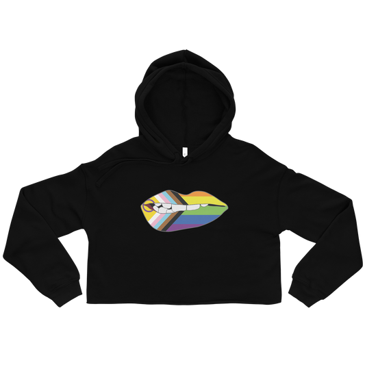 Biting Lips - Progress Pride Flag Crop Hoodie