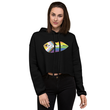 Biting Lips - Progress Pride Flag Crop Hoodie