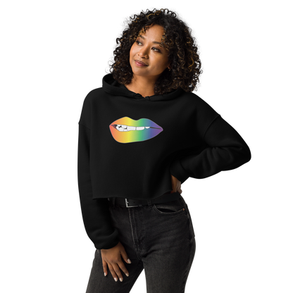 Biting Lips - Rainbow Pride - Gradient Crop Hoodie