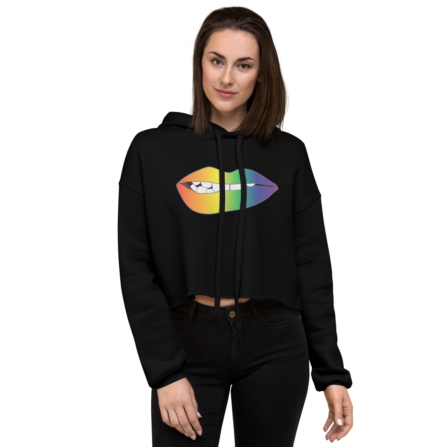 Biting Lips - Rainbow Pride - Gradient Crop Hoodie