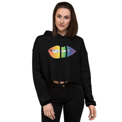 Biting Lips - Rainbow Pride - Gradient Crop Hoodie