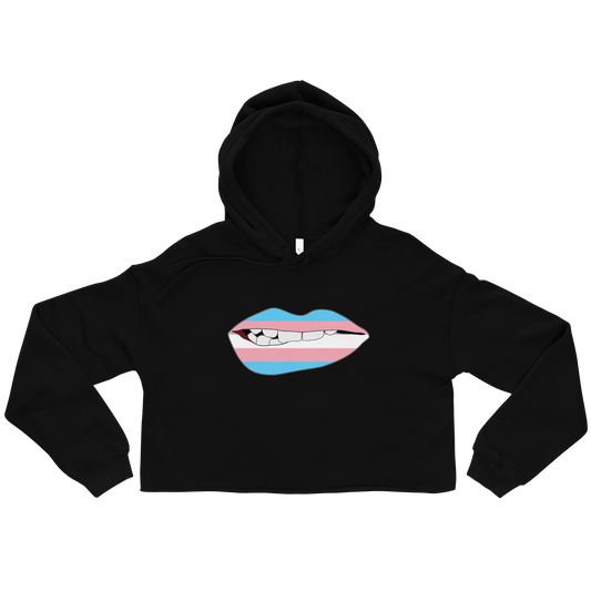 Biting Lips - Transgender Flag Crop Hoodie