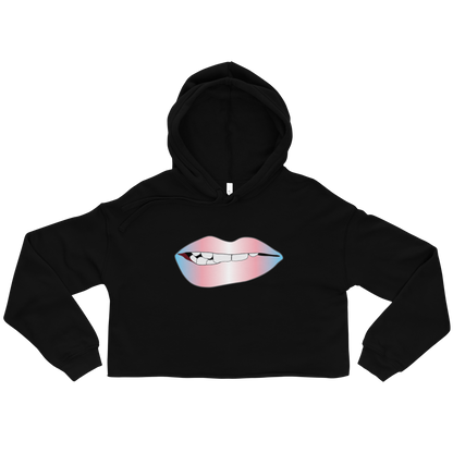 Biting Lips - Transgender Pride - Gradient Crop Hoodie