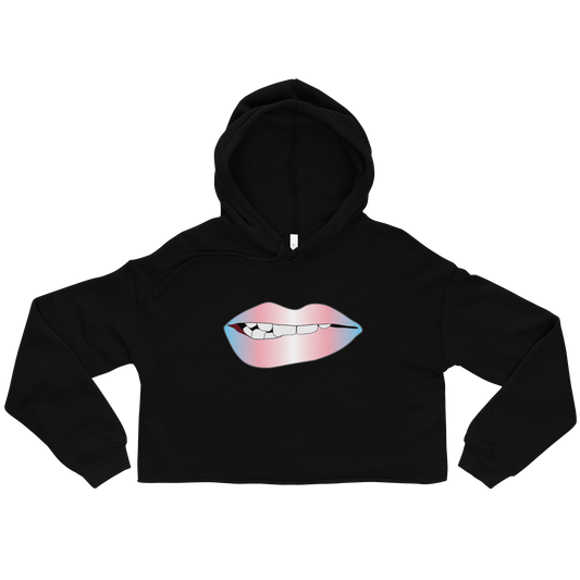 Biting Lips - Transgender Pride - Gradient Crop Hoodie