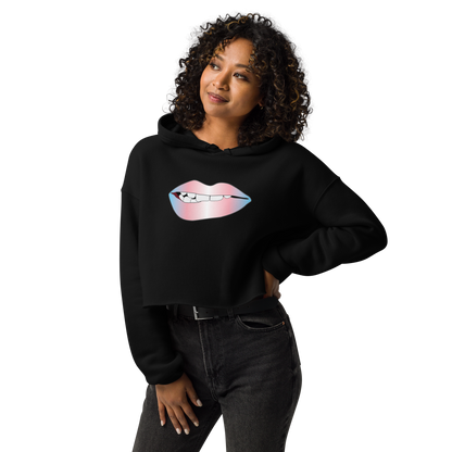 Biting Lips - Transgender Pride - Gradient Crop Hoodie