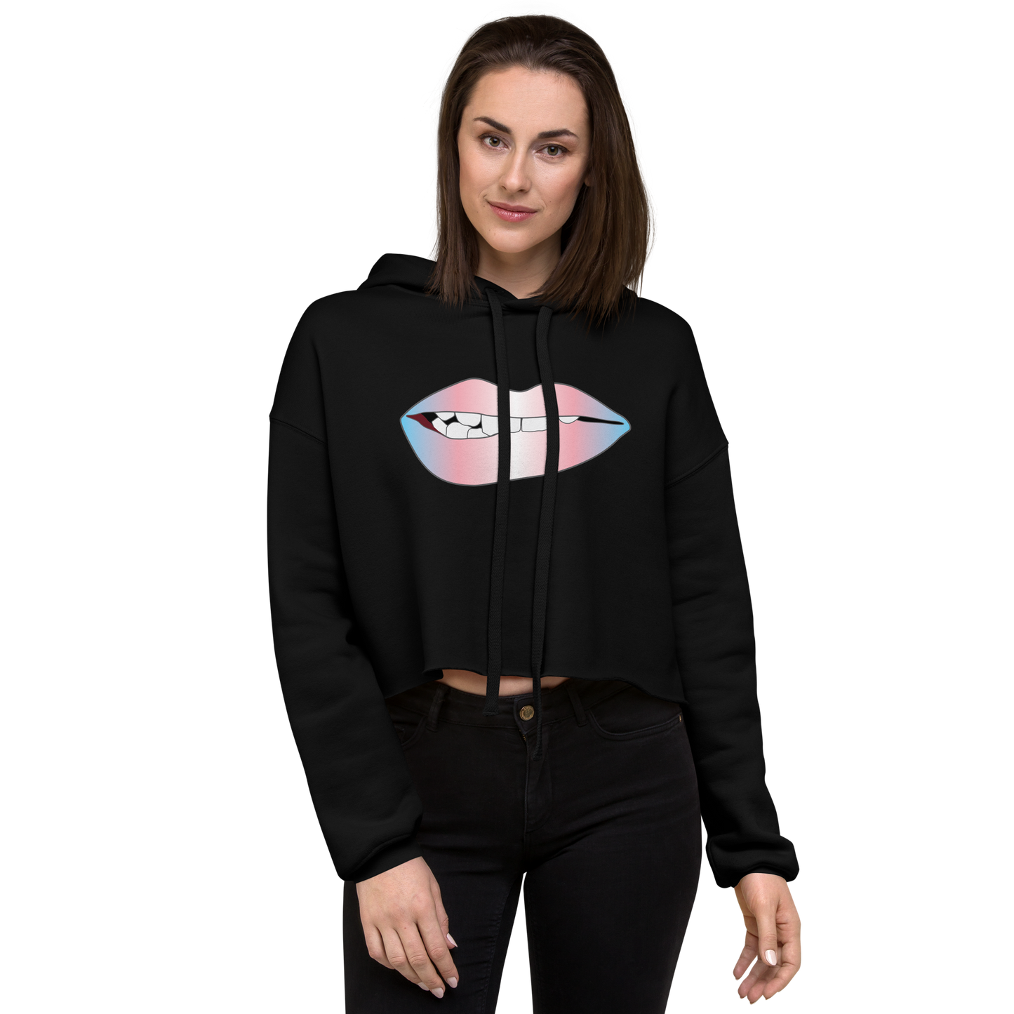 Biting Lips - Transgender Pride - Gradient Crop Hoodie