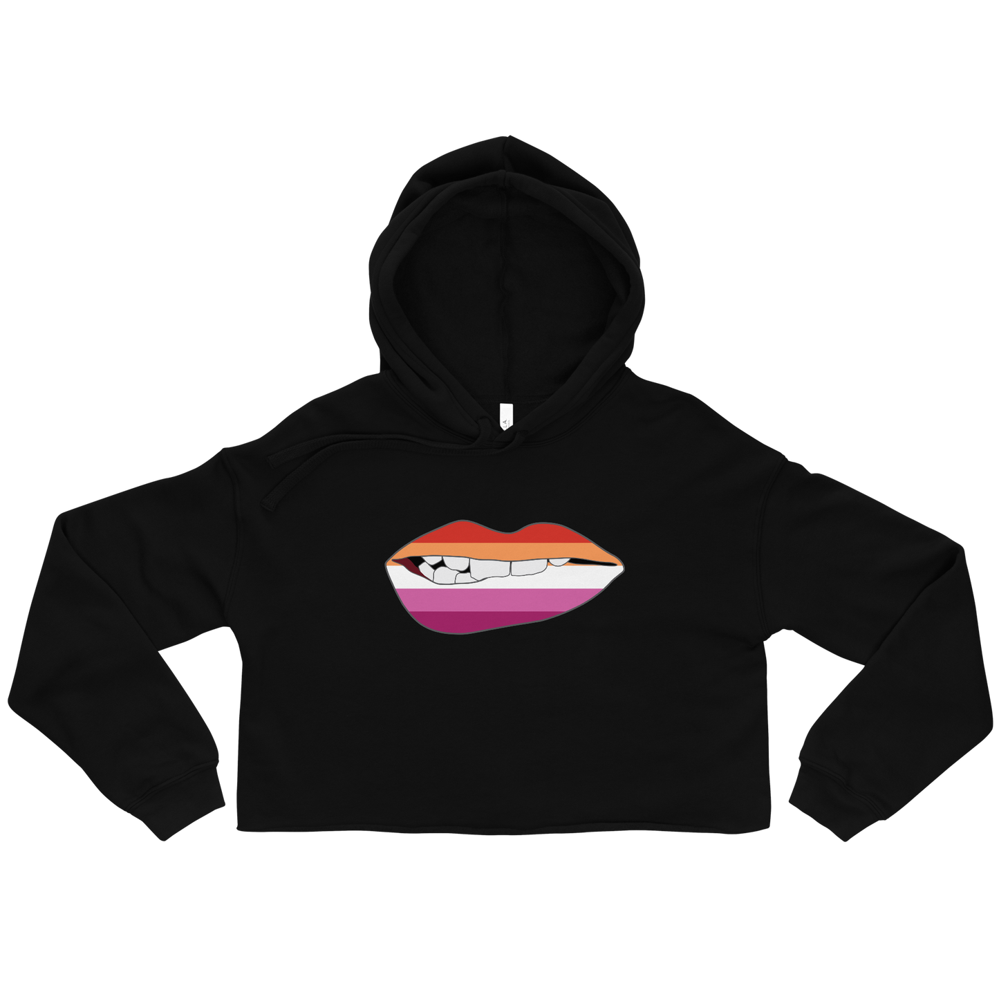 Biting Lips - Lesbian Flag Crop Hoodie