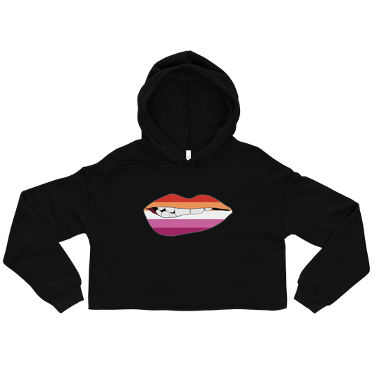 Biting Lips - Lesbian Flag Crop Hoodie