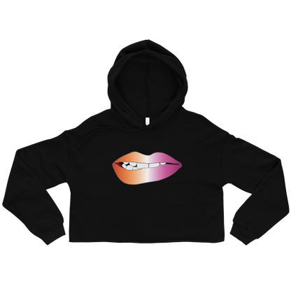 Biting Lips - Lesbian Pride - Gradient Crop Hoodie