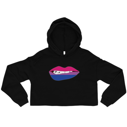 Biting Lips - Bisexual Flag Crop Hoodie