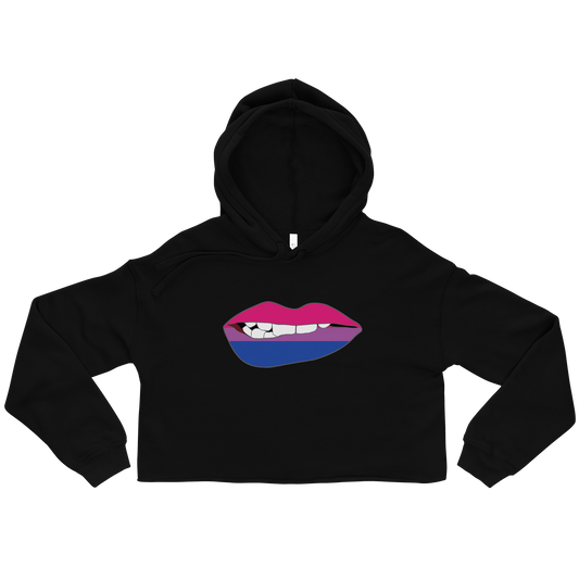 Biting Lips - Bisexual Flag Crop Hoodie