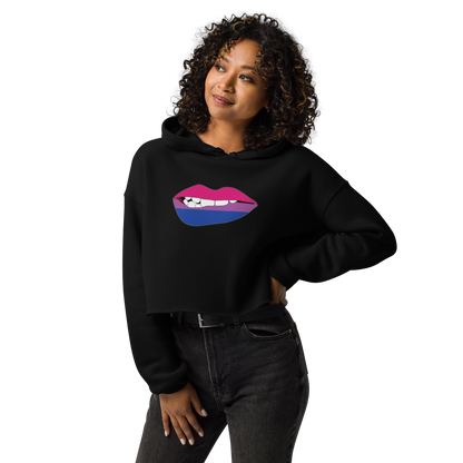 Biting Lips - Bisexual Flag Crop Hoodie