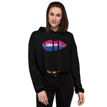 Biting Lips - Bisexual Flag Crop Hoodie