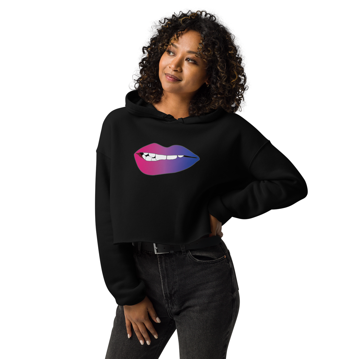 Biting Lips - Bisexual Pride - Gradient Crop Hoodie