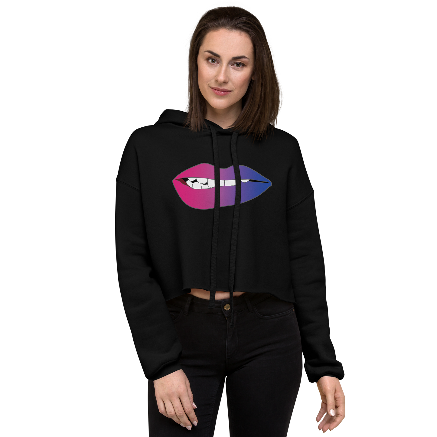 Biting Lips - Bisexual Pride - Gradient Crop Hoodie