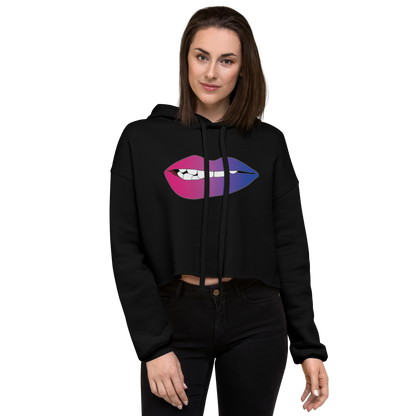 Biting Lips - Bisexual Pride - Gradient Crop Hoodie