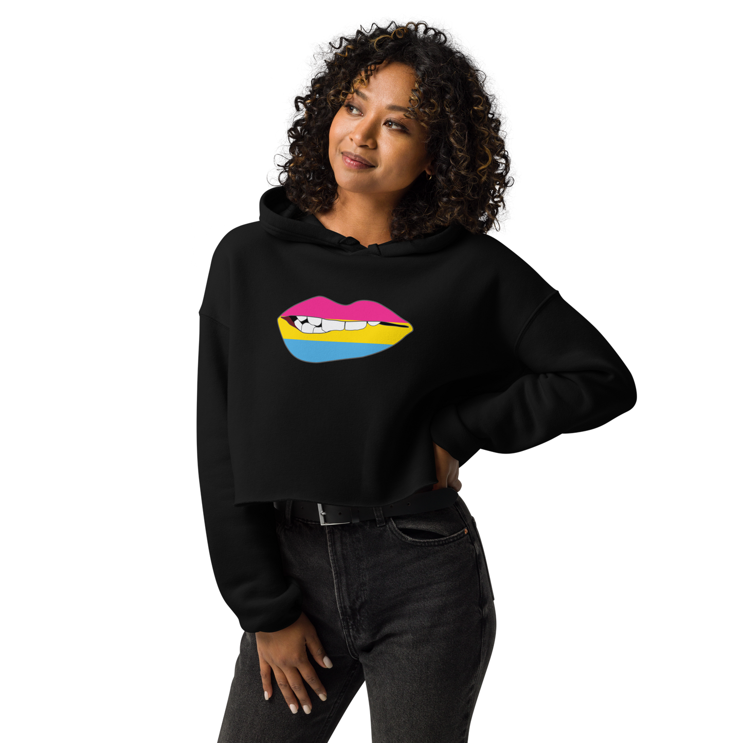 Biting Lips - Pansexual Flag Crop Hoodie