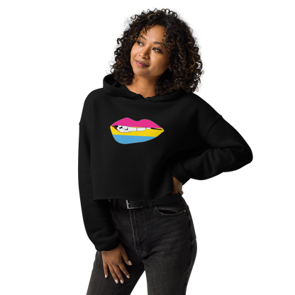 Biting Lips - Pansexual Flag Crop Hoodie