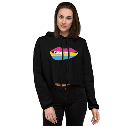 Biting Lips - Pansexual Flag Crop Hoodie