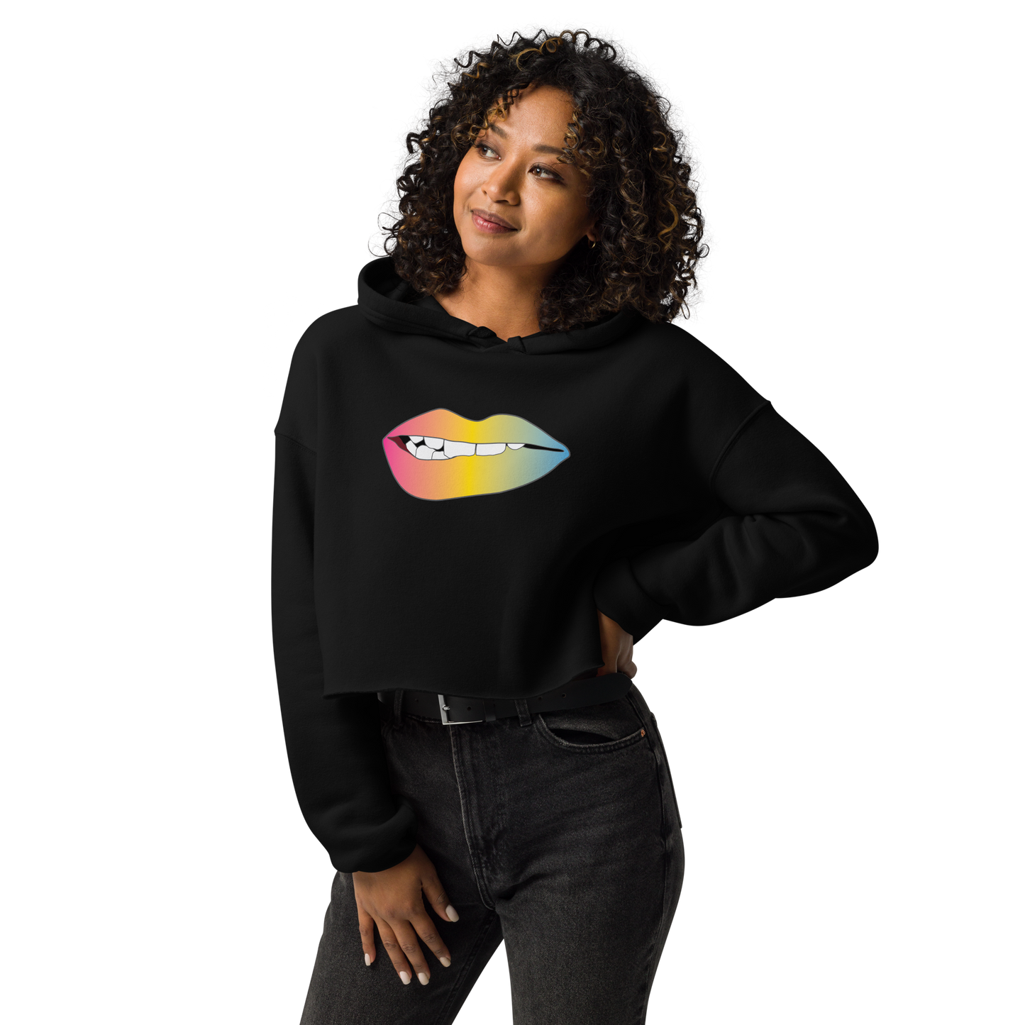 Biting Lips - Pansexual Pride - Gradient Crop Hoodie