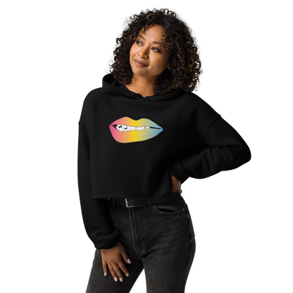 Biting Lips - Pansexual Pride - Gradient Crop Hoodie