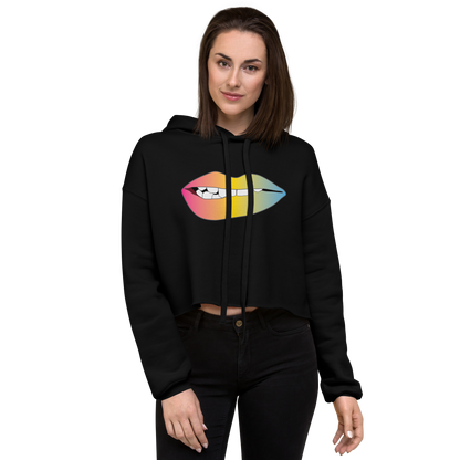 Biting Lips - Pansexual Pride - Gradient Crop Hoodie