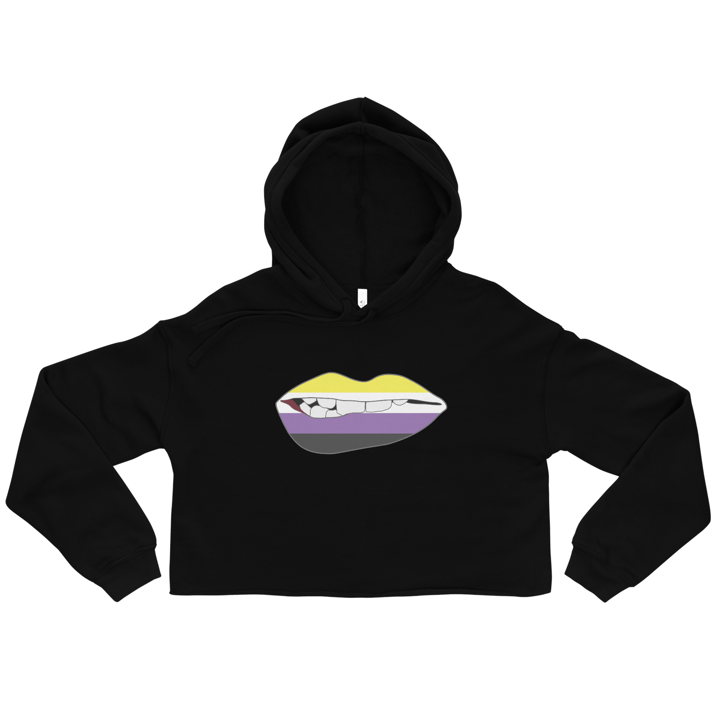 Biting Lips - Non-binary Flag Crop Hoodie