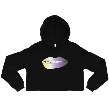 Biting Lips - Non-binary Pride - Gradient Crop Hoodie