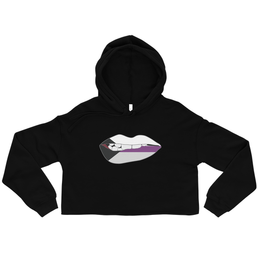 Biting Lips - Demisexual Flag Crop Hoodie