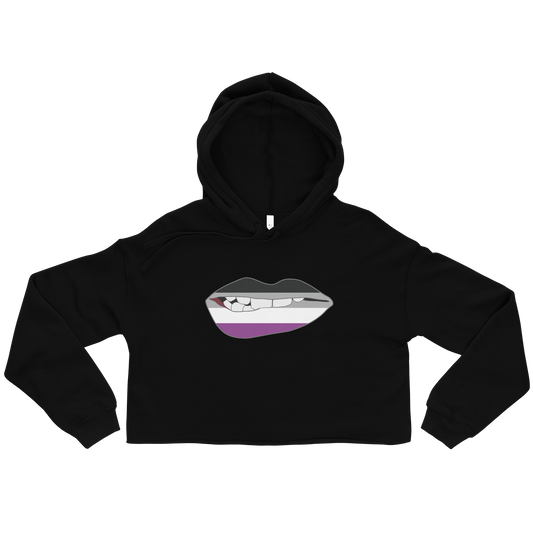 Biting Lips - Asexual Flag Crop Hoodie