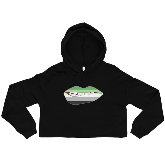 Biting Lips - Aromantic Flag Crop Hoodie