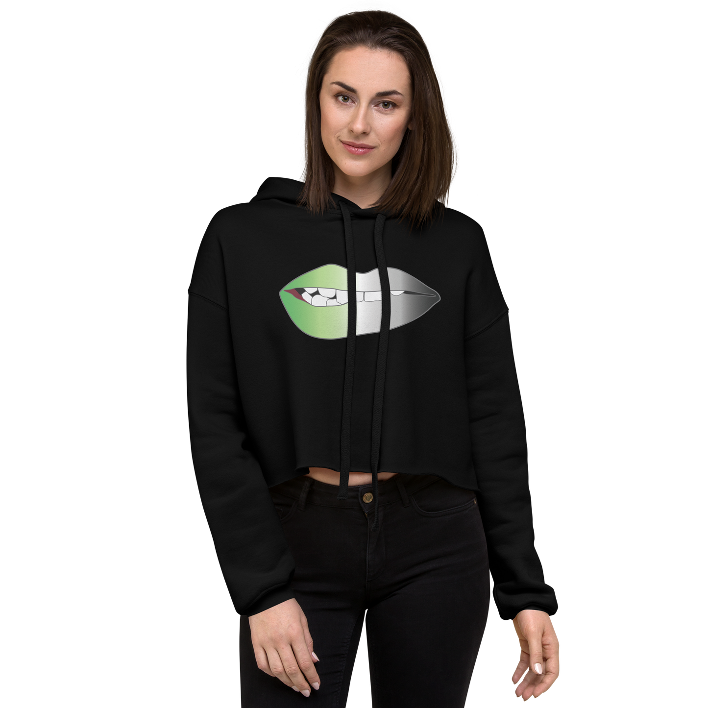 Biting Lips - Aromantic Pride - Gradient Crop Hoodie