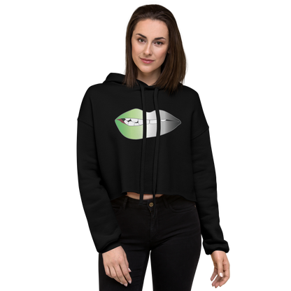 Biting Lips - Aromantic Pride - Gradient Crop Hoodie