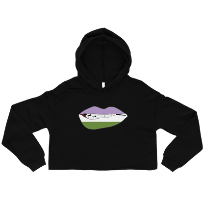 Biting Lips - Genderqueer Flag Crop Hoodie