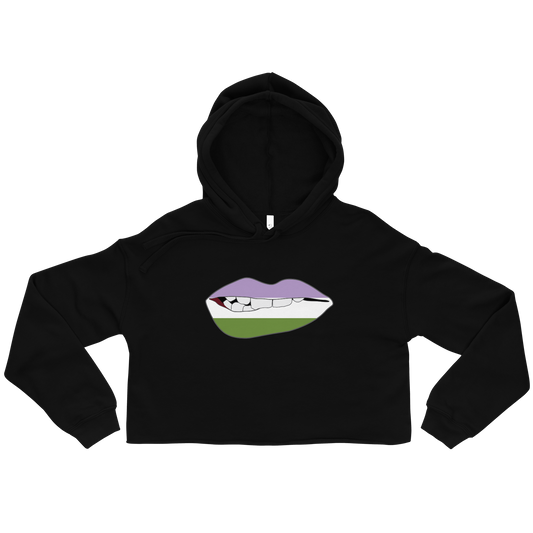 Biting Lips - Genderqueer Flag Crop Hoodie