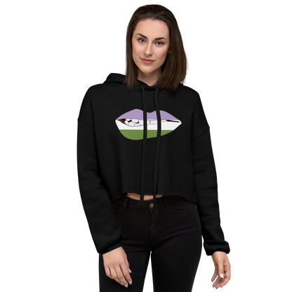 Biting Lips - Genderqueer Flag Crop Hoodie