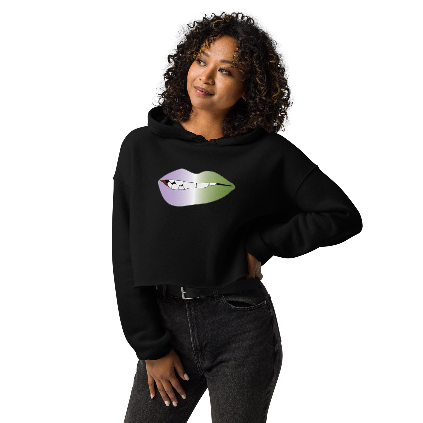 Biting Lips - Genderqueer Pride - Gradient Crop Hoodie