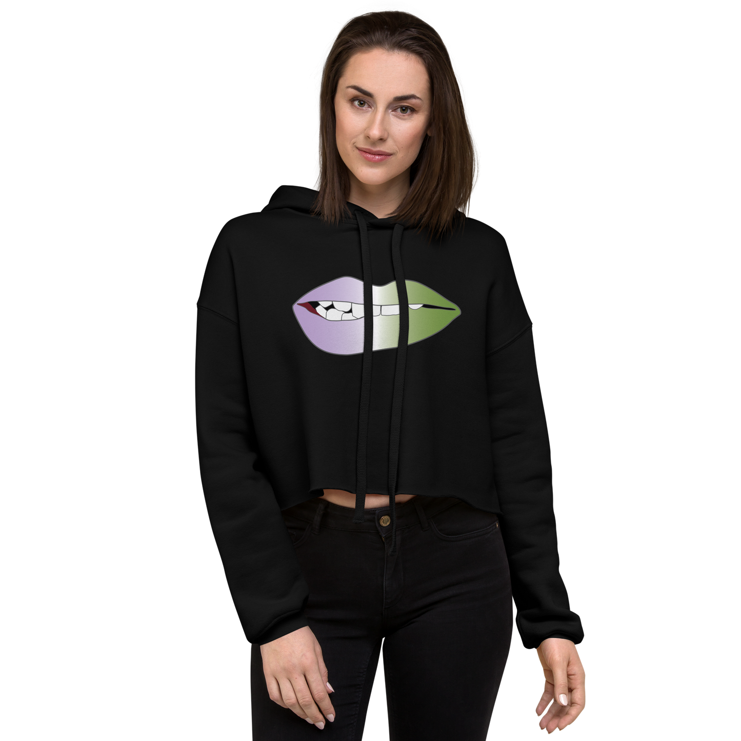 Biting Lips - Genderqueer Pride - Gradient Crop Hoodie