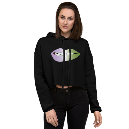 Biting Lips - Genderqueer Pride - Gradient Crop Hoodie