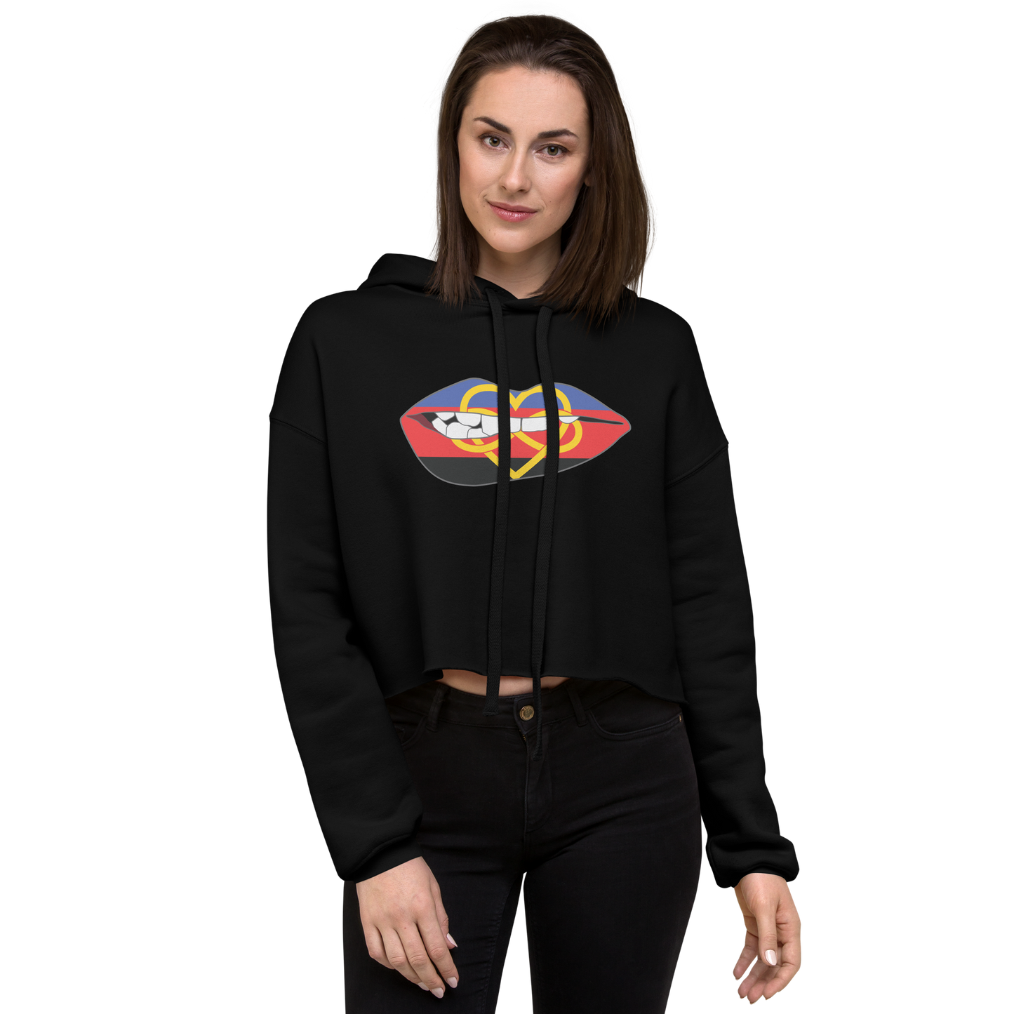 Biting Lips - Polyamory Flag Crop Hoodie