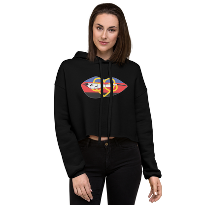 Biting Lips - Polyamory Flag Crop Hoodie